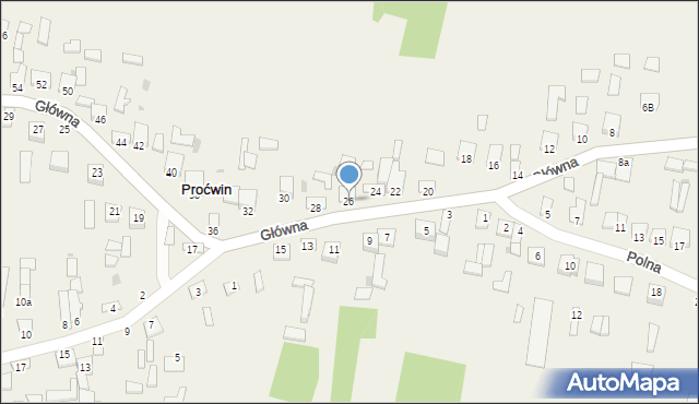 Proćwin, Główna, 26, mapa Proćwin