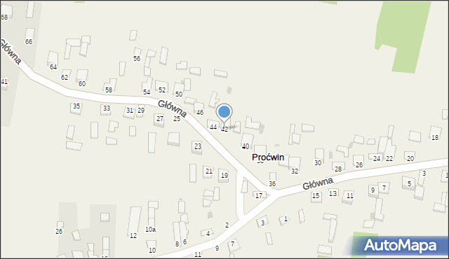 Proćwin, Główna, 42, mapa Proćwin