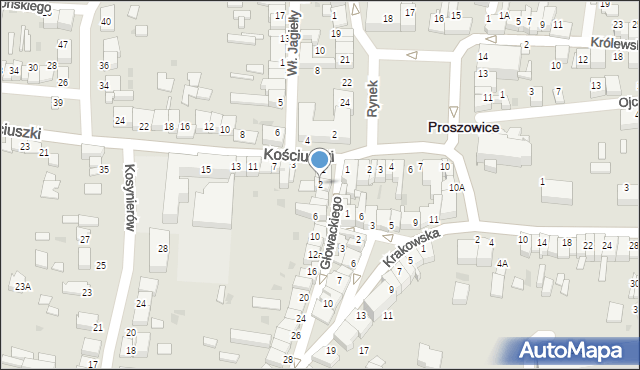 Proszowice, Głowackiego Bartosza, 2, mapa Proszowice