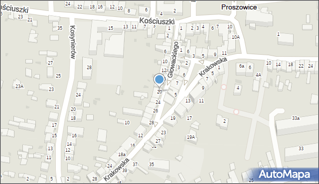 Proszowice, Głowackiego Bartosza, 20, mapa Proszowice