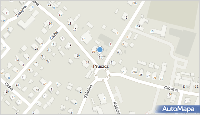 Pruszcz, Główna, 21, mapa Pruszcz