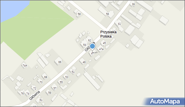 Przysieka Polska, Główna, 47, mapa Przysieka Polska