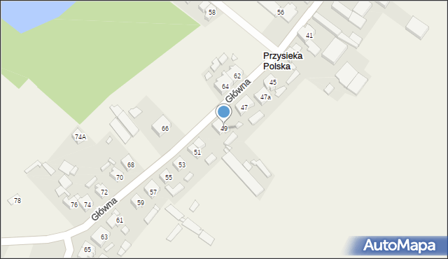 Przysieka Polska, Główna, 49, mapa Przysieka Polska