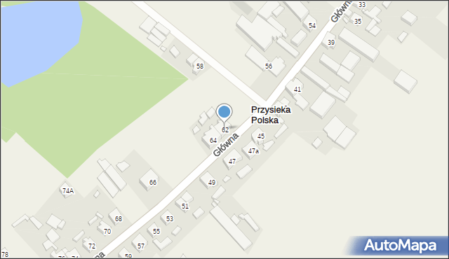 Przysieka Polska, Główna, 62, mapa Przysieka Polska