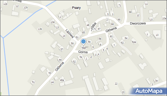 Psary, Główna, 54a, mapa Psary