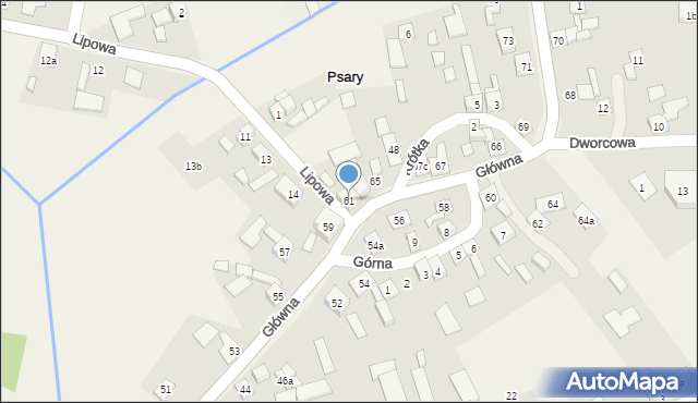 Psary, Główna, 61, mapa Psary