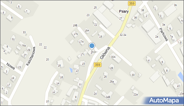 Psary, Główna, 17, mapa Psary