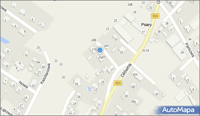 Psary, Główna, 17A, mapa Psary