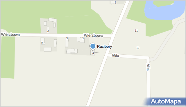 Racibory, Główna, 4, mapa Racibory