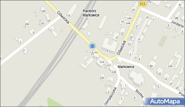 Racibórz, Gliwicka, 21, mapa Racibórz