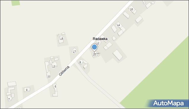 Radawie, Główna, 10, mapa Radawie