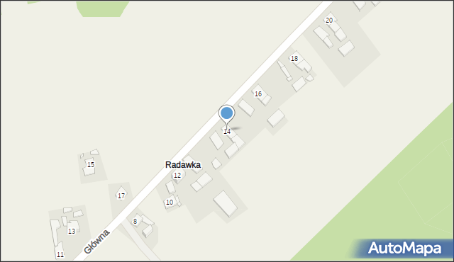 Radawie, Główna, 14, mapa Radawie