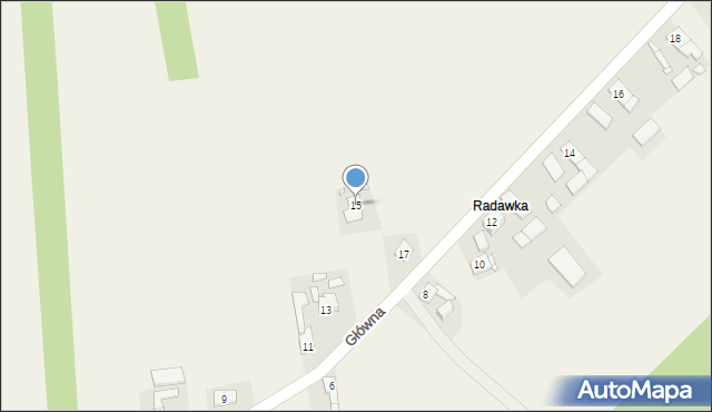 Radawie, Główna, 15, mapa Radawie