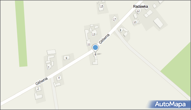 Radawie, Główna, 6, mapa Radawie