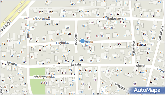 Radom, Głęboka, 13, mapa Radomia