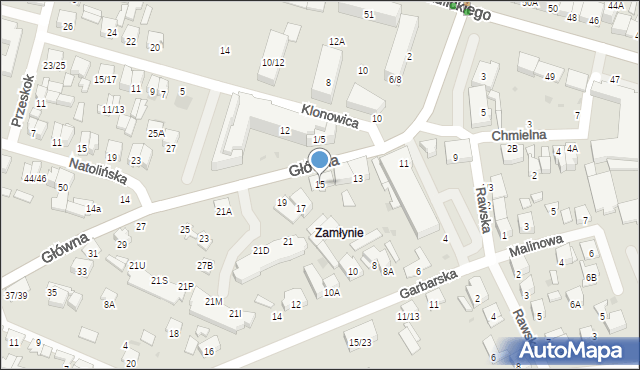 Radom, Główna, 15, mapa Radomia