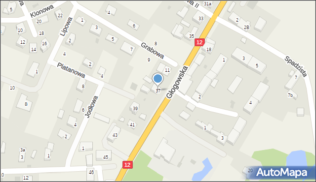 Radwanice, Głogowska, 37, mapa Radwanice