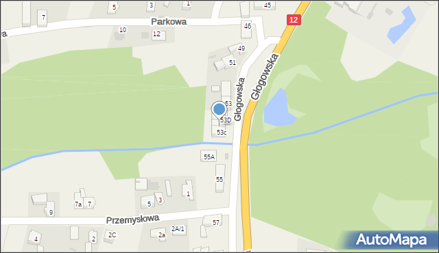 Radwanice, Głogowska, 53b, mapa Radwanice