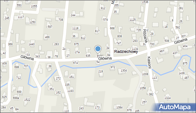 Radziechowy, Główna, 33, mapa Radziechowy