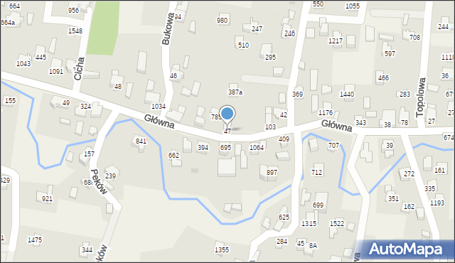 Radziechowy, Główna, 47, mapa Radziechowy