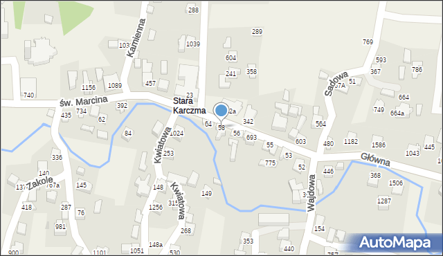 Radziechowy, Główna, 58, mapa Radziechowy