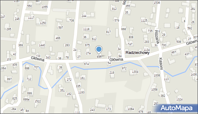 Radziechowy, Główna, 635, mapa Radziechowy