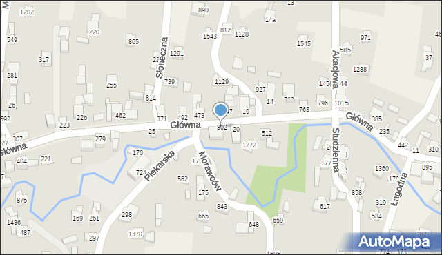 Radziechowy, Główna, 802, mapa Radziechowy