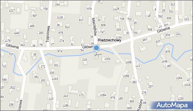 Radziechowy, Główna, 972, mapa Radziechowy