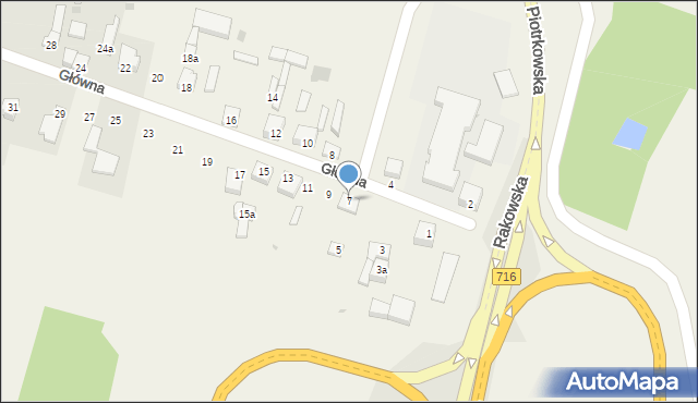 Raków Duży, Główna, 7, mapa Raków Duży