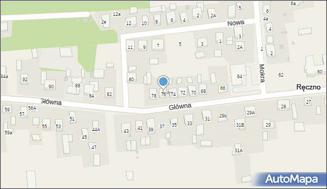 Ręczno, Główna, 76, mapa Ręczno