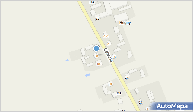 Regny, Główna, 18, mapa Regny