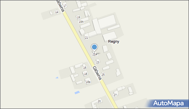 Regny, Główna, 21A, mapa Regny