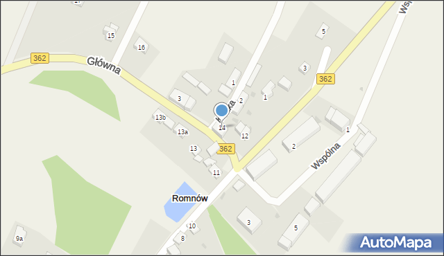 Romnów, Główna, 14, mapa Romnów