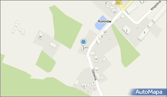 Romnów, Główna, 9, mapa Romnów