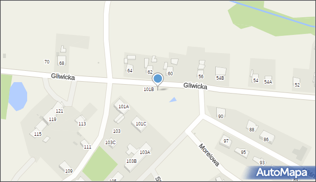 Rudno, Gliwicka, 101D, mapa Rudno