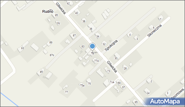 Rudno, Gliwicka, 79, mapa Rudno