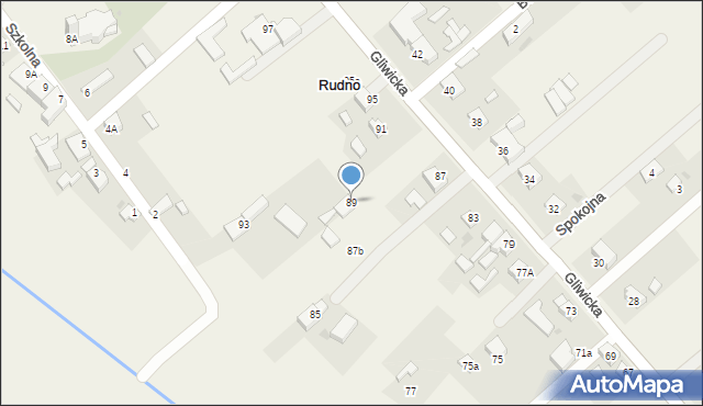 Rudno, Gliwicka, 89, mapa Rudno