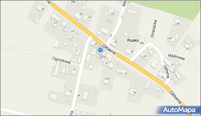 Rusko, Główna, 13, mapa Rusko