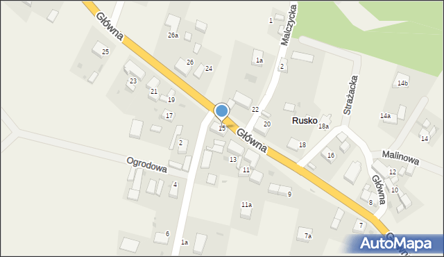 Rusko, Główna, 15, mapa Rusko