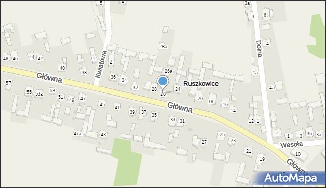 Ruszkowice, Główna, 26, mapa Ruszkowice