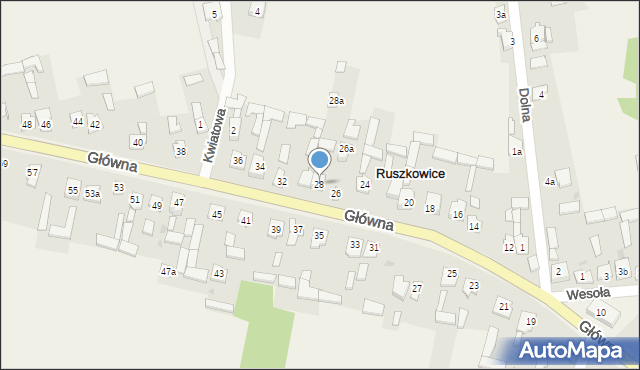 Ruszkowice, Główna, 28, mapa Ruszkowice