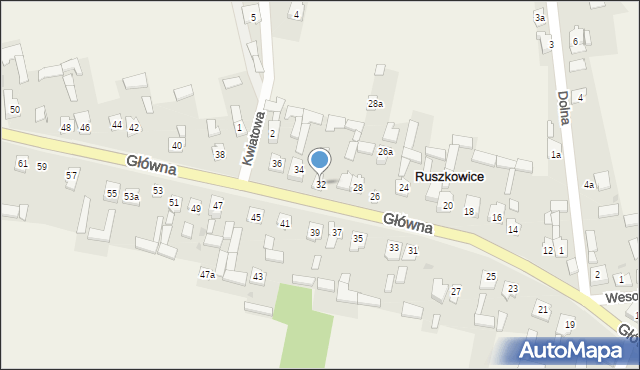 Ruszkowice, Główna, 32, mapa Ruszkowice