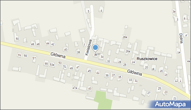 Ruszkowice, Główna, 36, mapa Ruszkowice