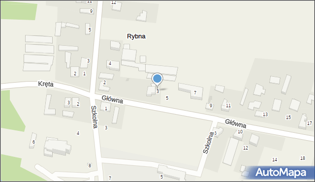 Rybna, Główna, 3, mapa Rybna