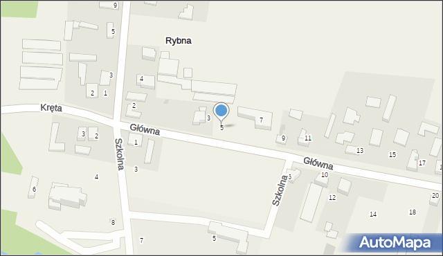 Rybna, Główna, 5, mapa Rybna