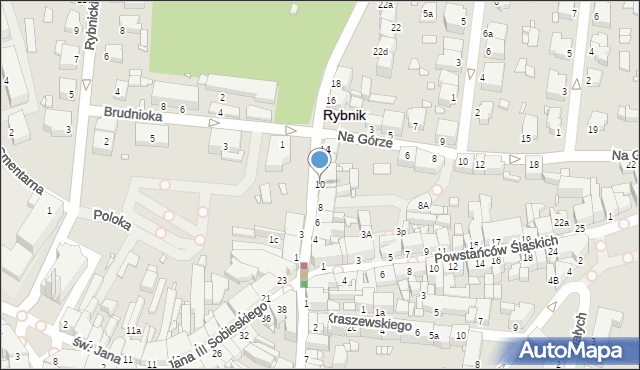 Rybnik, Gliwicka, 10, mapa Rybnika