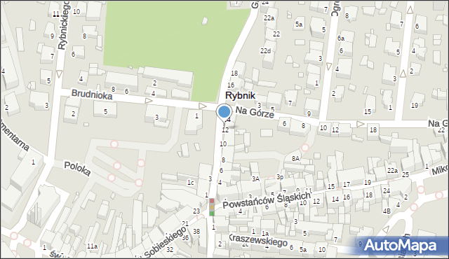 Rybnik, Gliwicka, 12, mapa Rybnika