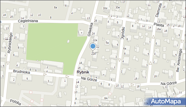 Rybnik, Gliwicka, 22d, mapa Rybnika