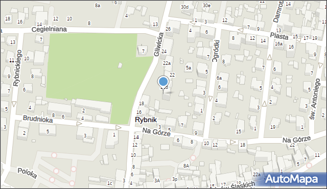 Rybnik, Gliwicka, 22e, mapa Rybnika