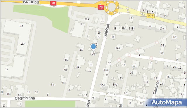 Rybnik, Gliwicka, 23, mapa Rybnika